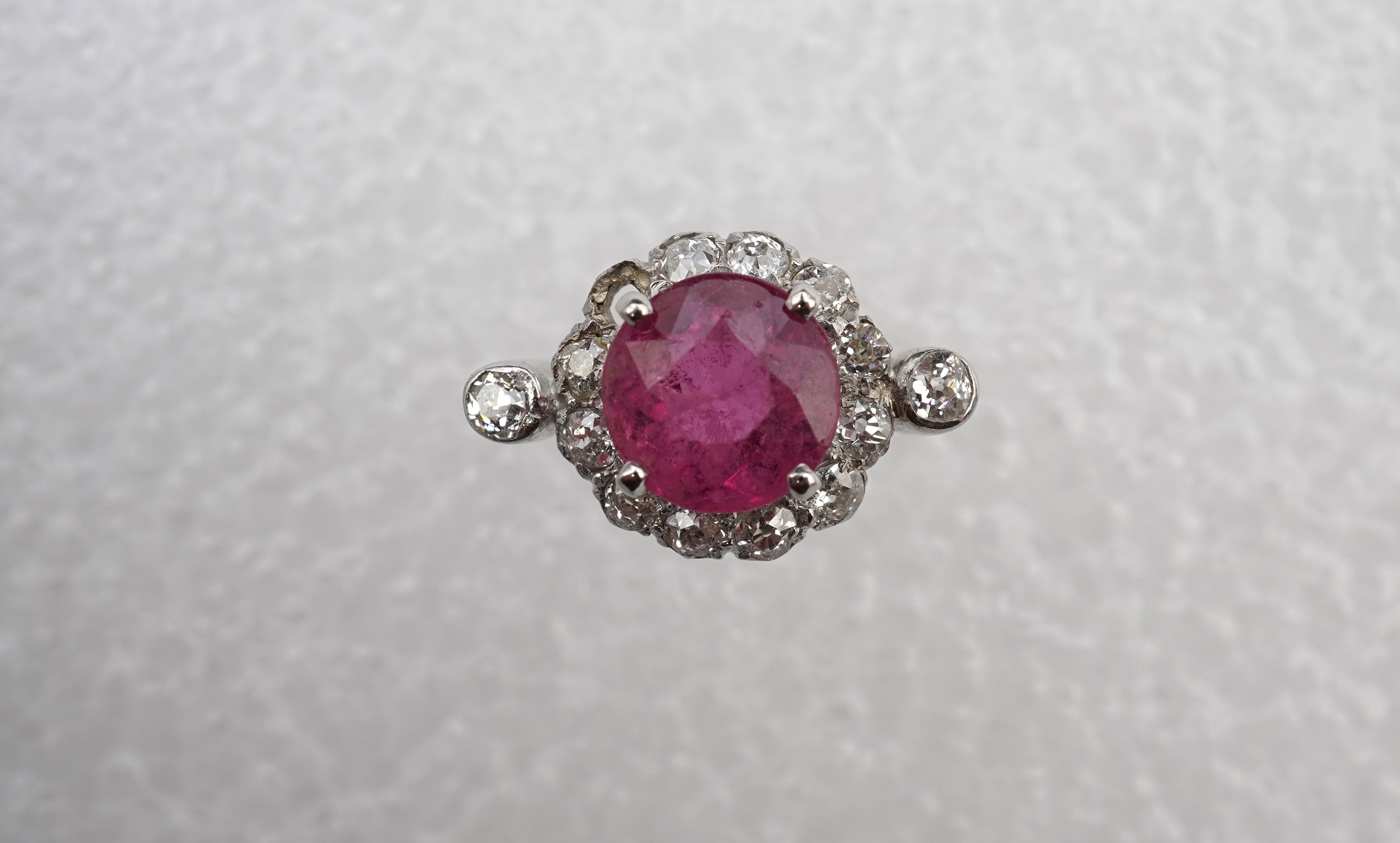 A pink tourmaline and diamond ring